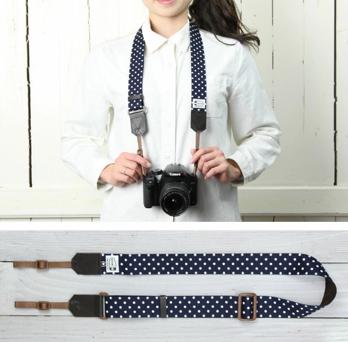 Mi-na Camera Strap Blue Dots